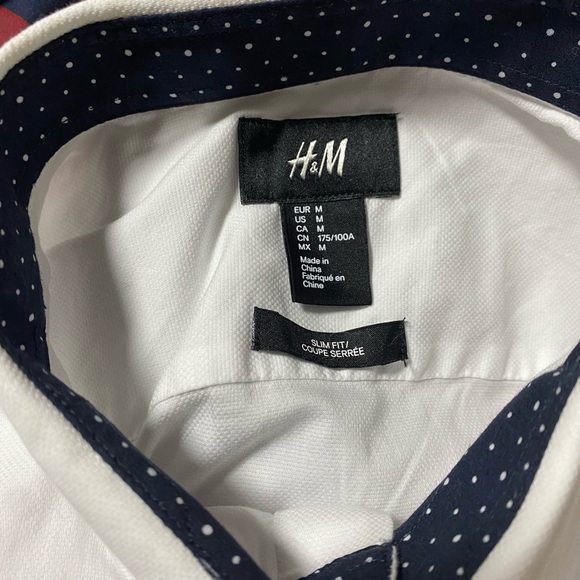 H&M Men’s White Slim Fit Dress Shirt Medium - Picture 3 of 3